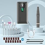 ENGERWALL 35,000 RPM Rechargeable Nail Drill, Portable Cordless Electric Nail File for Acrylic and Gel Nails, Polishing & Removal, Manicure Pedicure Kit with Nail Drill Bits, Dark Silver (Pro) - Image 4