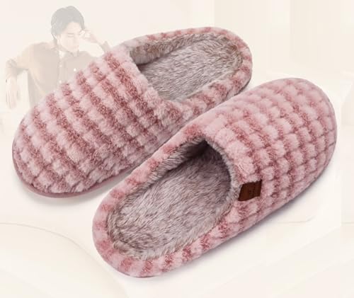 Image of COFACE Mens Cozy Memory Foam Scuff Slippers Casual Slip On Warm House Shoes Indoor /Outdoor Sandal Slippers With Arch Support Rubber Sole Size 7-15