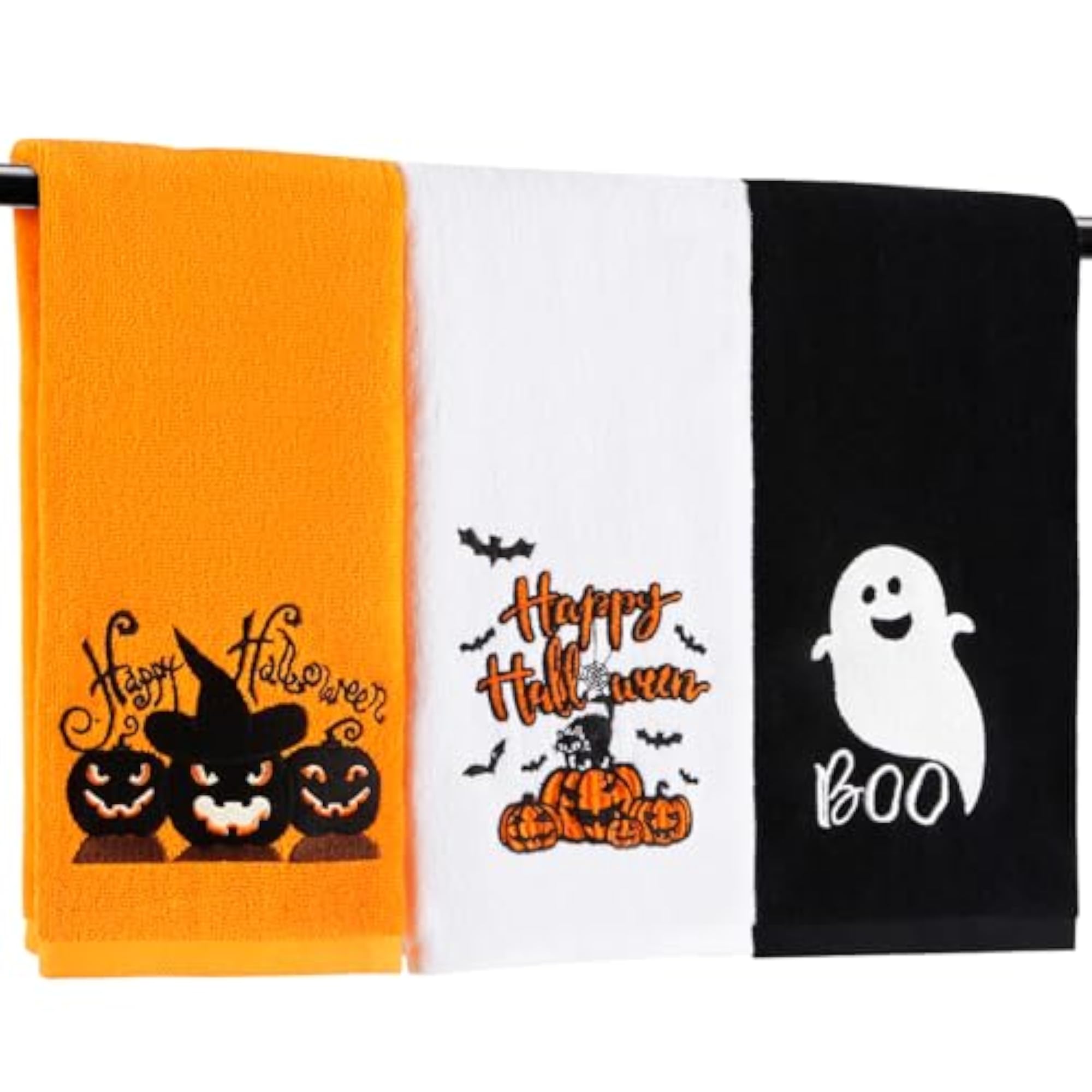 3 Pack Halloween Hand Towels Ghost Pumpkin Design