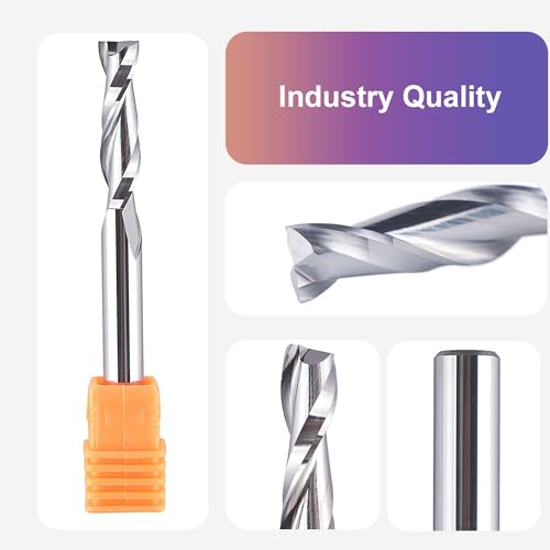 Spetool W04005 5Pcs Spiral Router Bits Upcut 1/4 Inch Cutting Diameter 1/4 Inch Shank Router Bit Set Hrc55 Solid Carbide Cnc End Mill thumb #2
