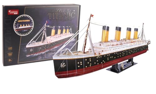 EXPLORA   Barco Titanic   Puzzles 3D Luminosos   540051   266Piezas   Nivel 8   Sin Pegamento Ni Tijeras   Educativo   Juego de Construcción   Para Niños   Maqueta   Transatlántico   A partir de 8años
