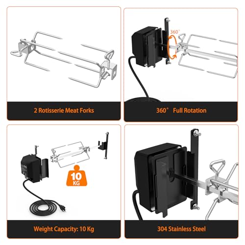 Kit de rôtissoire en acier inoxydable Onlyfire compatible WSM 45,7 cm