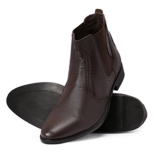 Image of Red Chief Genuine Leather Formal Slip-On Boots for Men | Elastic Closure | Stylish & Comfortable Office Shoes | RC3498