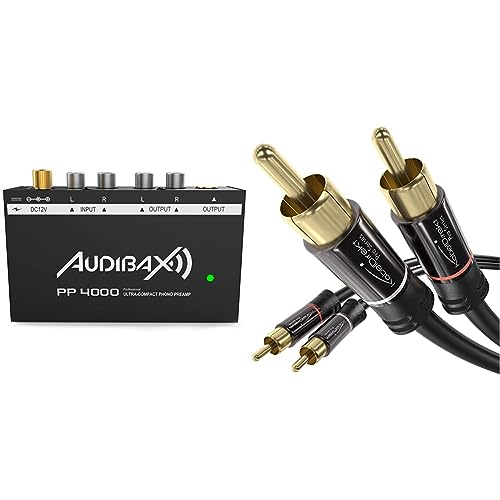 Préampli phono RIAA Audibax PP4000 pour supprimer le faible son de la platine avec câble RCA 2 m