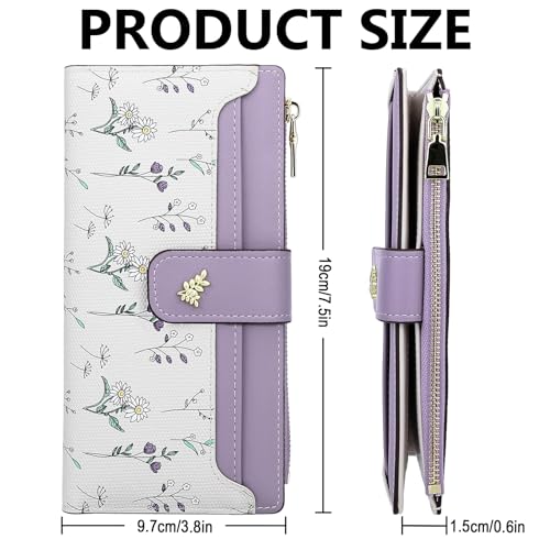 Wallet Women Slim Wallets for Women Cute Thin Purple Women's Wallet Kawaii Flower Womens Ladies Card Holder Wallets2