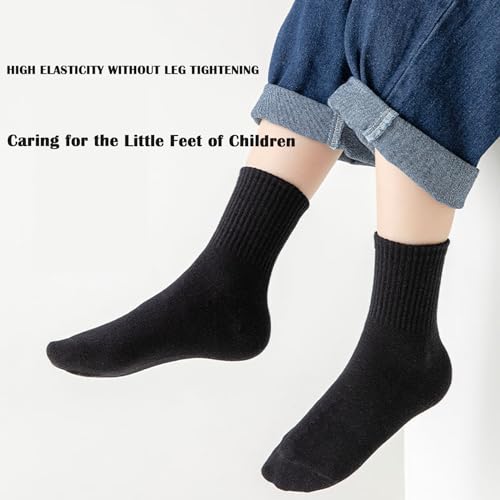 WEIDUAINI Meias esportivas infantis unissex para uso diário com gola redonda (6 pares), branca, pret