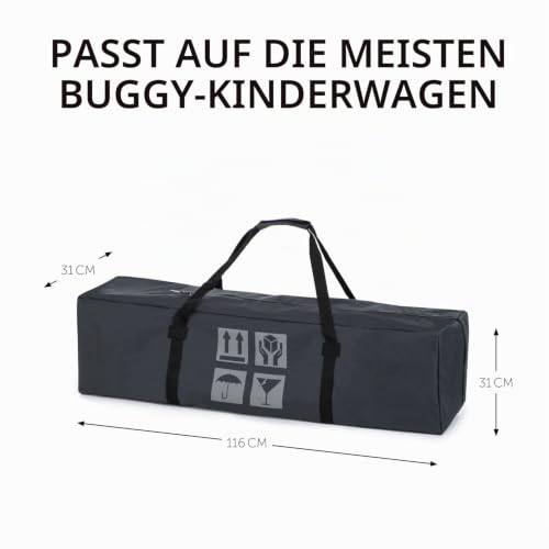 Hauck Kinderwagen Transporttasche Bag Me, 115 x 31 x 31 cm, Schirmbuggys Buggy Schutztasche für Auto, Flugzeug, Bahn, Schmutzabweisend, Wasserabweisend, mit Tragegurt (Schwarz)