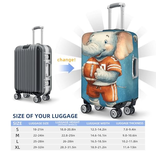 Cute Cartoon Elephant American Football Elastic Travel Luggage Covers Dustproof Scratch-Resistant Suitcase Protector Fit 22-24 Inch4