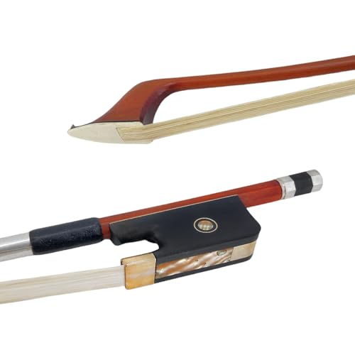 YoungMonic Kontrabassbogen 3/4 französischer Stil Brasilholz mit Ebenholz Frosch achteckige Form natürliche Mongolei Bogen Haar gut ausbalanciert