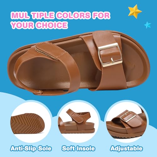 XTJSCBDSH Girls Sandals With Back Strap Adjustable Buckle Comfort Boys Water Sandals for Kids Lightweight Non-Slip Sole Children's Soft Slide Sandal Walking Open Toes Summer Flat Shoes2