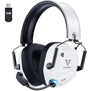Wireless Gaming Headset for PC, PS4, PS5, Mac,Switch,2.4GHz USB Gaming Headset with Microphone Bluetooth Gaming Headset 50mm Drivers, 50Hr Battery,Low Latency,Lightweigh-White