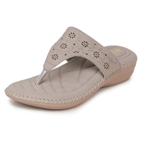 Image of TRASE Orthopedic Footwear for Women | Flat Ortho Slippers for Women Stylish | Soft Sole Ladies Chappal Fancy Comfortable Casual Footwear with Laser Cut Design
