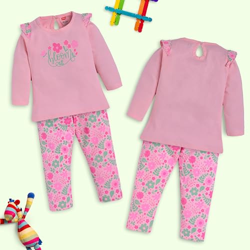 Image of LuvLap Baby Girls 100% Cotton Full Sleeve Girls Top & Pyjama CoSet Pack of 3
