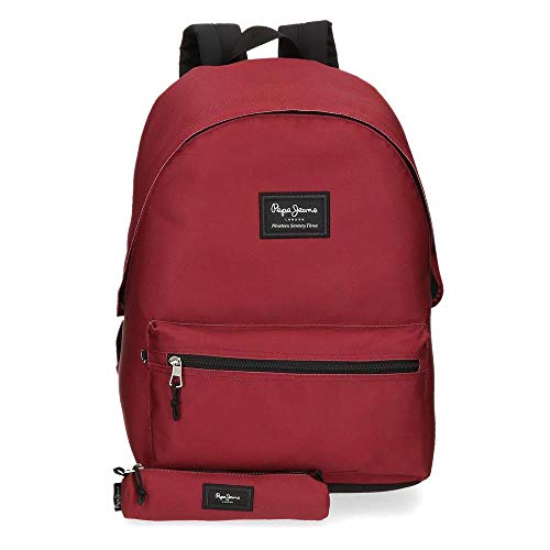 Pepe Jeans Aris Mochila para Portátil 15 6    Estuche Escolar Rojo 31x44x17 cms Poliéster
