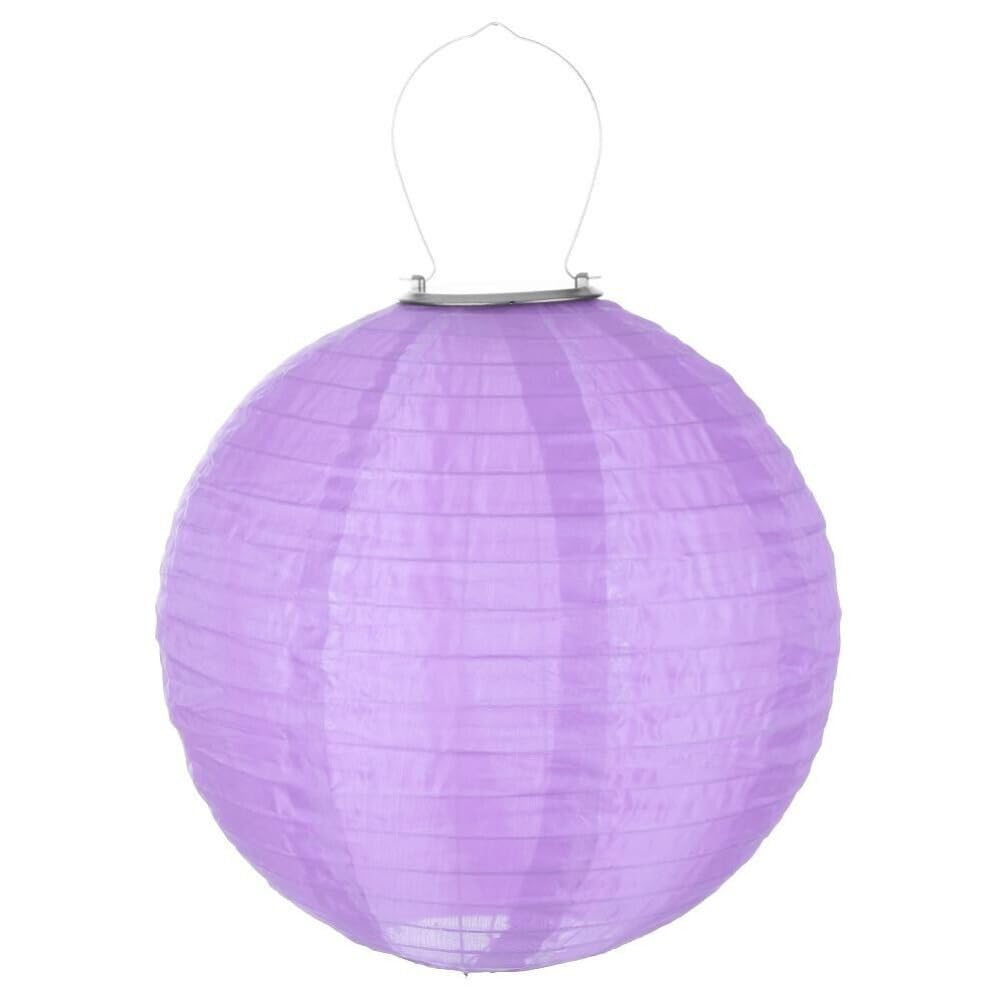 12in Waterproof LED Solar Cloth Chinese Lantern Festival Party Hanging Lamp Retro Lantern Light (Purple)