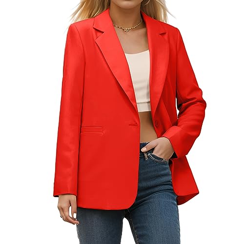 Womens Open Front Blazers Long Sleeve Casual Button Work Office Blazer Jacket Dressy Business Outfits