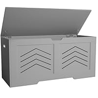 Blisswood Toy Storage Box, Wooden Storage Chest, Large Blanket Box with Lid & Safety Hinges, Storage Bench & Toy Organizer for Kids, Boys & Girls Toybox for Bedroom – White