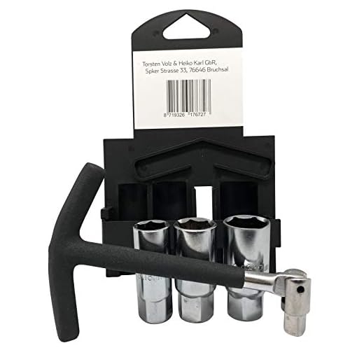 Votoka Zündkerzenschlüssel Set - 180° verstellbarer Zündkerzen Schlüssel mit T-Griff - Auto und Motorrad Zündkerzenschlüssel 16mm, 18mm und 21mm