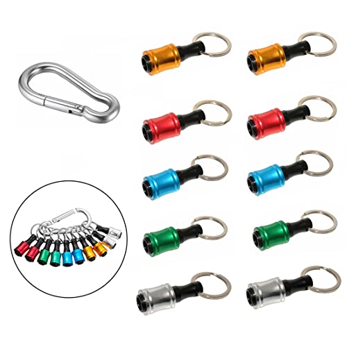 Seonfook 10Pcs Drill Bit Extension Bar Aluminum Alloy Screwdriver Bits Holder Keychain Socket Adapter Quick Release Extender For 1/4 Inch Hex Shank Screwdrivers And Drill Bit #TOP2