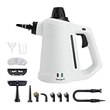 Ibergrif Handdampfreiniger, 1050W Tragbarer Dampfreiniger, 3 Bar Hochdruck, 12-teiliges Zubehörset inkl. Kupferbürste, Natürliche Reinigung für Fenster, Polster, Fugen & Auto, Weiß