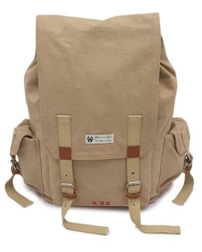 Image of The House of tara Canvas Backpack for Men and Women 23L | Casual Cotton Bag With 100% Cotton Inner Lining, 4 External & 3 Internal Pockets | Backpacks Suitable for College, Travel & Hiking (Beige)