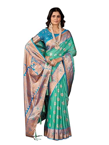 Mehrang Cotton Banarasi Silk Saree for Women With Unstitched Blou...