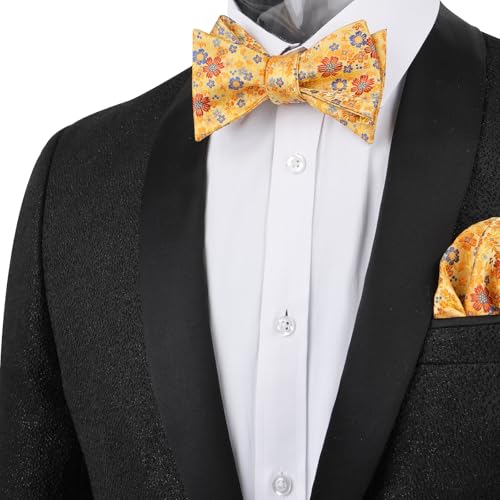 Image of Alizeal Mens 2pcs Floral Self-tied Bow Tie Pocket Square Set