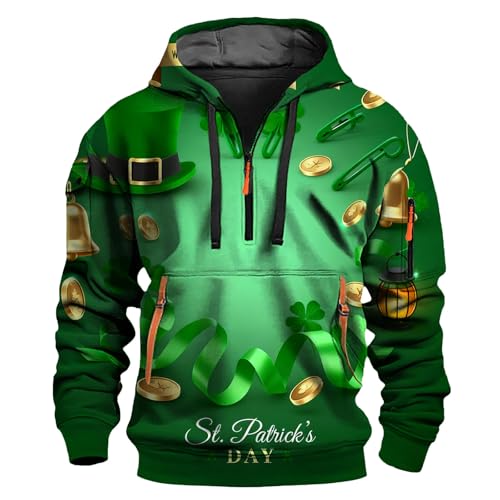 Sudadera con capucha verde XL para hombre con estampado completo moderno 3