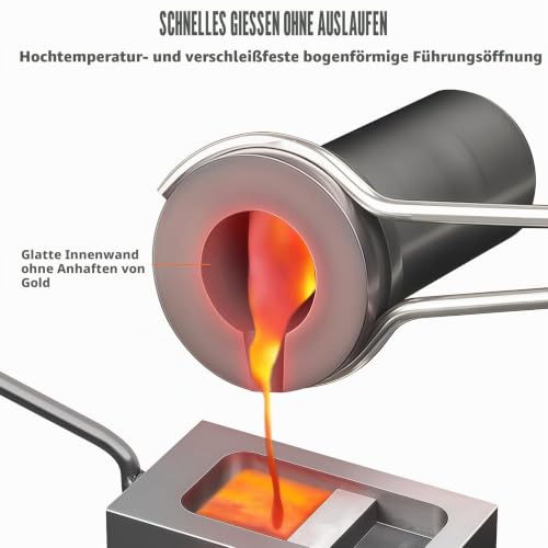 VEGOATY Graphit-Tiegel: 1kg Hohe Temperaturbeständigkeit Graphites Crucible, Graphit Crucibles für Gold, Silber, Messing, Aluminium, Schmuck, Gießöfen, Werkzeug, Metall, Schmelzen, Elektrisch
