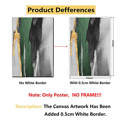 Abstract Green And Gold Canvas Wall Art Geometric Abstract Painting Dark Green Painting For Walls Large Minimalist Abstract Art Green And Gold Posters For Living Room Bedroom Decor 16X24Inch No Frame #TOP5