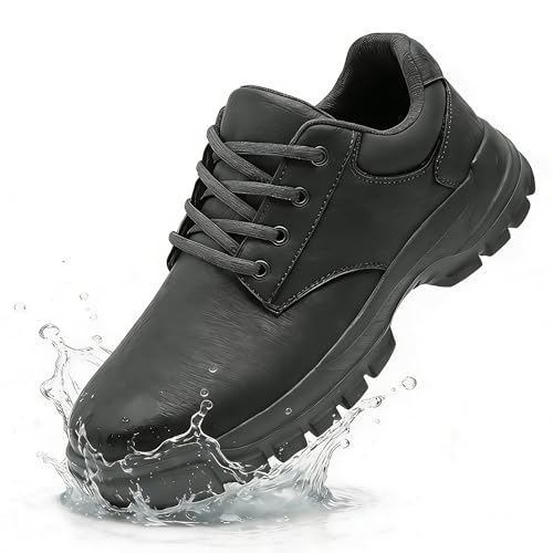 YTATSP Non Slip Work Shoes for Men Waterproof Oil-Proof PU Leather Food Service Restaurants Kitchen Chef Shoes Lightweight Slip on Walking Sneakers Fashion Casual Shoe Office