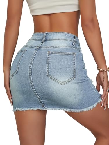Jean Skirt for Women Stretch Casual High Waisted Denim Short Skirt Cute A Line Mini Pencil Skrit2