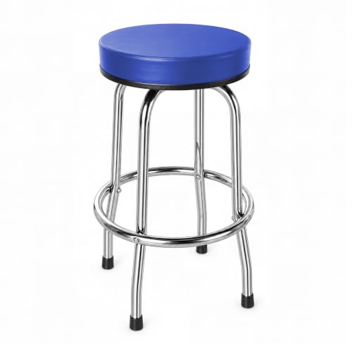 Image of BIG RED Chrome Swivel Bar Stool,Counter Height,Blue