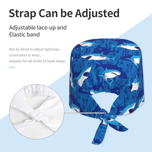 Image of Surgical Caps Men Women, Scrub Cap with Sweatband Adjustable | Tie Back Nurse Cap, Nursing Breathable Working Hat, Scrub Cap, Medical Hats