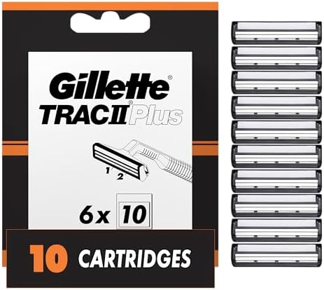 Gillette TRAC II Plus Razor Blade Refills, 10 Count, Black