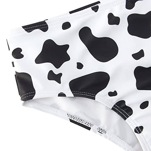 Aideaone Girl's 3 Piece Bikini Set Cute Cow Print Swimsuit Summer Beach Bathing Suit With Kimono For 7-8 Years #TOP4