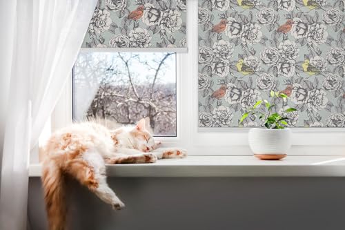 Store enrouleur fleurs blanc 60x180cm pour deco chambre zen