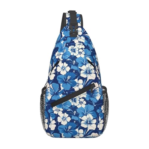 Image of Blue-Hibiscus Crossbody Bag Sling Bag Backpack Chest Bags Shoulder Bag for Women Men