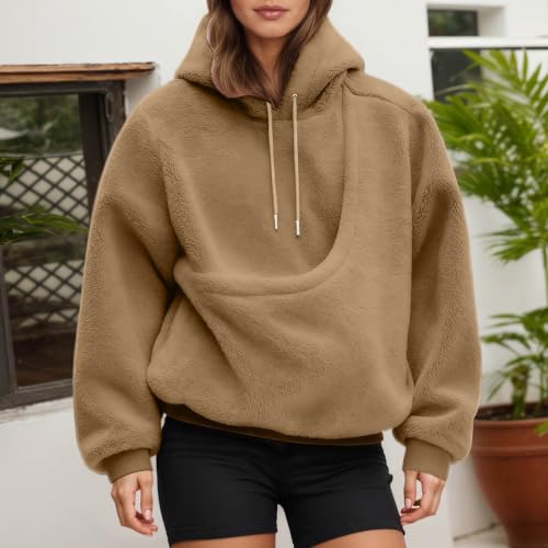 Womens Hoodie with Dog Pouch Fuzzy Pet Carrier Cat Dog Pouch Sweatshirt - image 3