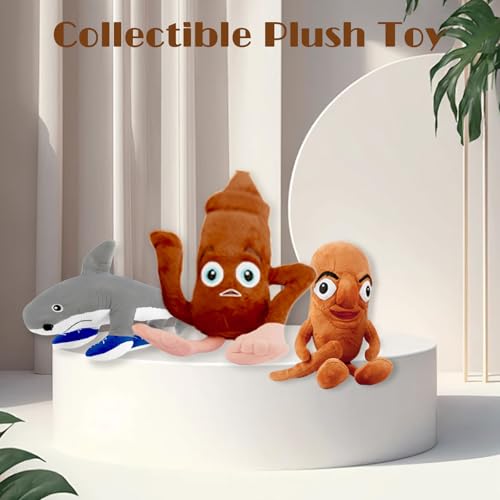 F7 Tung Tung Tung Tung Sahur Kuscheltier, Lustige Italian Brainrot Kuscheltier Tralalero Tralala Plüschfigur Süße Stuffed Animal Schlummer Gefülltes Kissen Geschenke für Fans Kinder Erwachsene