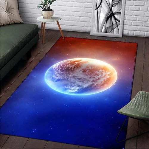 Tapis espace imprimé 3D lavable pour protéger le sol du salon - 2