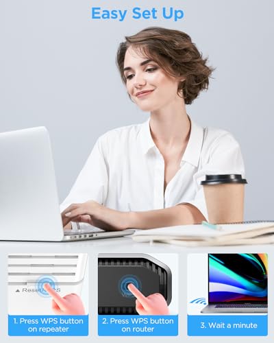 Image of Dual Band WiFi Extender (5.0G&2.4G) - 12880 Sq.Ft Coverage, 105 Devices Supported, 1-Tap Setup, Ethernet Port & Faster Speed Booster