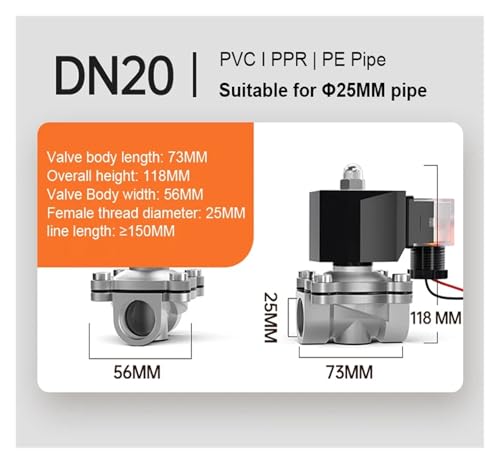 Électrovanne électrique étanche normalement fermée en acier inoxydable 24V - 6