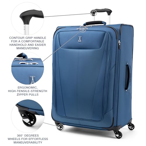 Travelpro Maxlite 5 Softside Expandable Luggage with 4 Spinner Wheels, Lightweight Suitcase, Men and Women, Ensign Blue, Checked-Large 29-Inch - Thumbnail 3