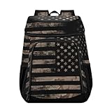 USA Flags Camo Cooler Backpack Leakproof Insulated Lunch Cooler Bag 30 Cans Camping Coolers for Picnic Beach Road Trip