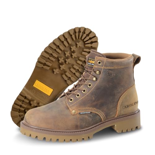 Carolina Marlboro Lo 6” Waterproof Steel Toe Boots for Men - Leather with Breathable Lining, EVA Footbed, Oil & Slip-Resistant Lug Outsole, EH Rated, Brown - 10.5 D