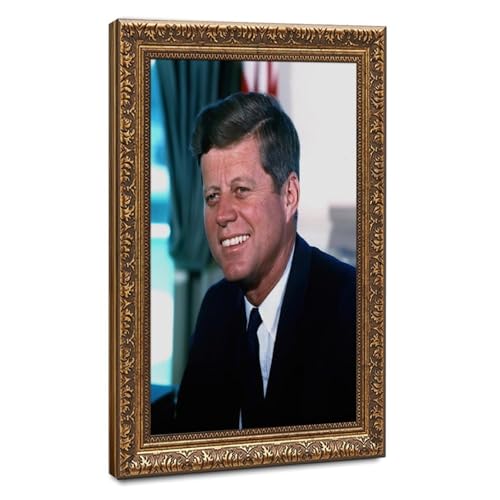 Poster John F Kennedy impression sur toile 50x75 cm avec cadre à suspendre