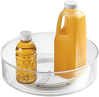 mDesign Lazy Susan Turntable Organiser - Storage Bin for Kitchen, Fridge, Freezer, Pantry, Cabinet, Countertops - Rotating Food Container - Clear