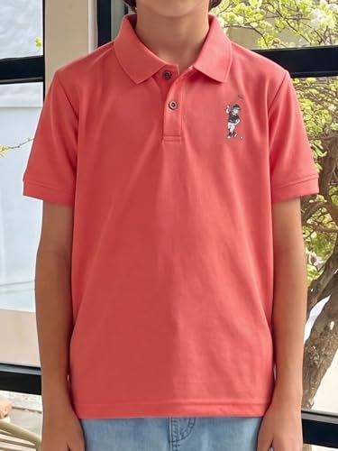 Image of Li'l Tomatoes Boys Sports Polo T-Shirt Polyester Casual Summer Tee | inchGolf Player inch Printed Collar Neck T-Shirt | Lightweight & Breathable Half Sleeve Sports Wear | Stylish Polo Tee | 9-16 Years