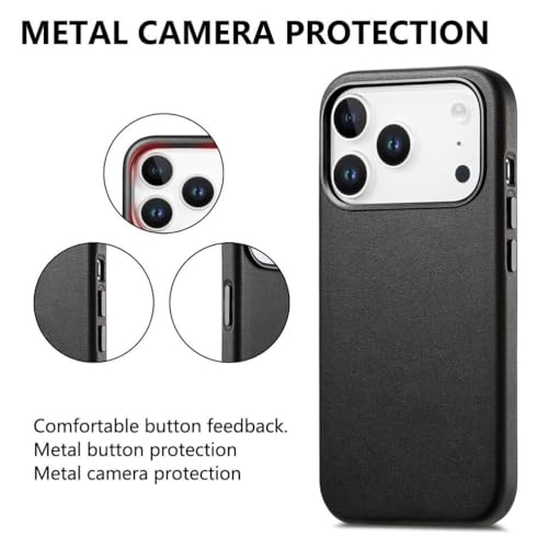 Coque magnétique iPhone 17 rouge protégeant l'objectif des chocs en cuir - 3